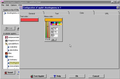 java applet vertical menu